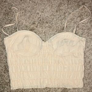 Zara Beige Checkered Crop Top